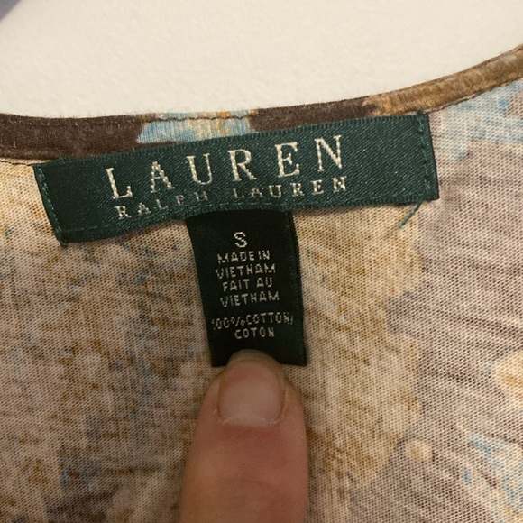 Ralph Lauren Brown Multicolor Ruffle Blouse, classic top - Picture 3 of 7